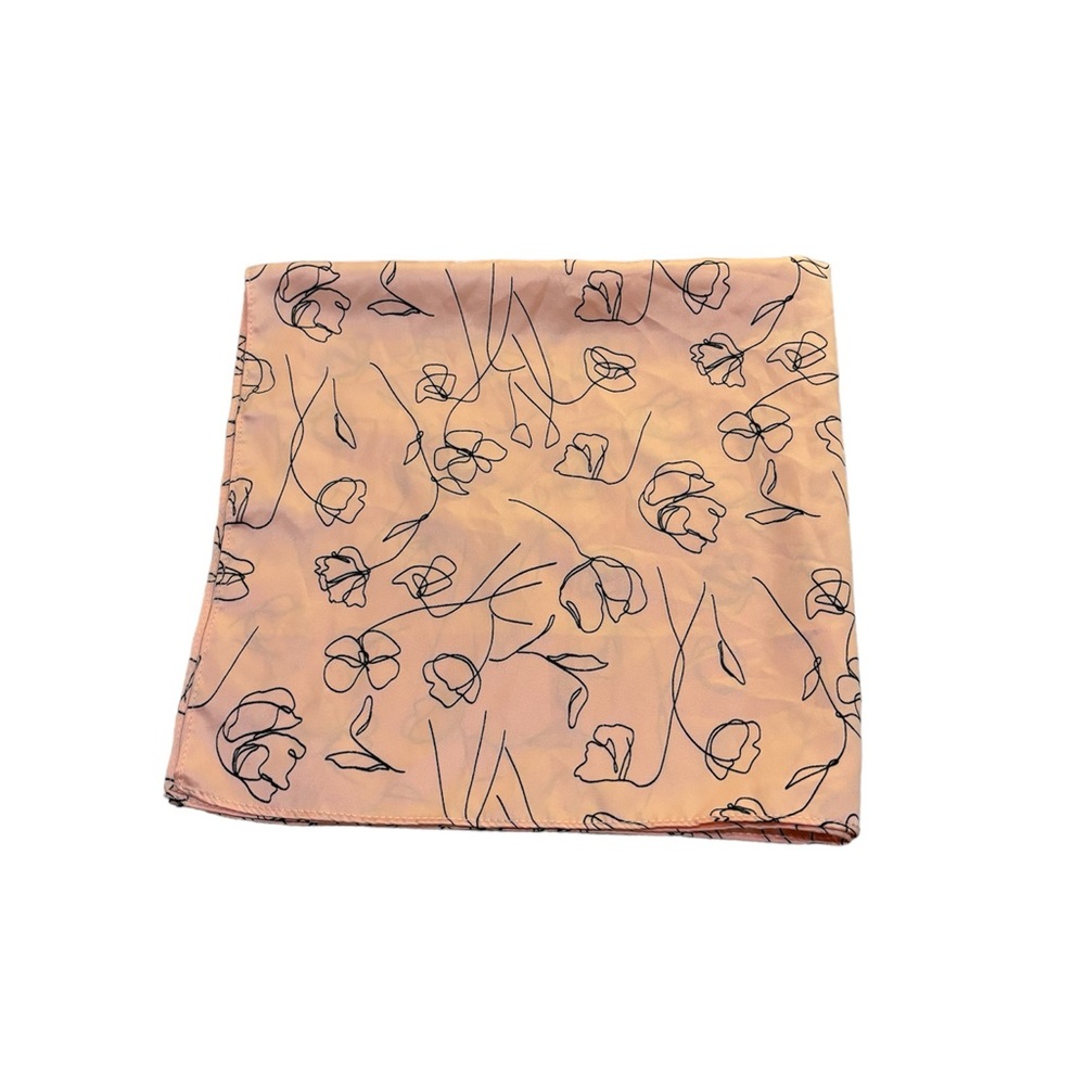 Lark & Ives pink floral abstract & light tan hair scarf